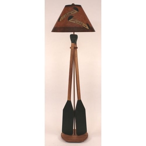 Coastal Lamp 2 Paddle Floor Lamp - Stain/Green Accent