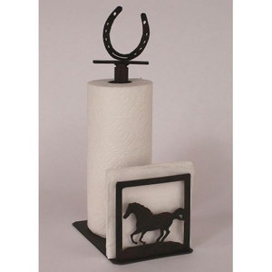 Coastal Lamp Iron Running Horse Paper Towel/Napkin Holder W/ Horseshoe Topper