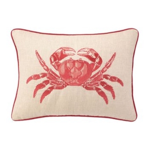 Red Dungeness Crab Embroidered Pillow