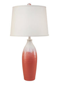 Coral Fade Tapered Ribbed Vase Table Lamp