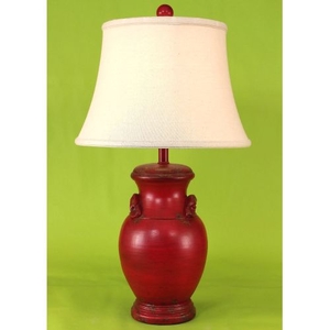 Coastal Lamp Crock Pot W/ Handles - Aged Brick Red