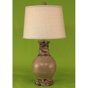 Coastal Lamp Round Pot W/ Ribbed Neck - Vintage