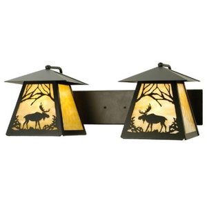 24" W Moose At Dawn 2 Lt Wall Sconce
