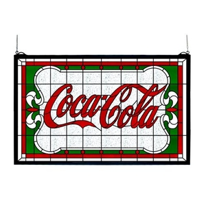 27" W X 16" H Coca-Cola Nouveau Stained Glass Window