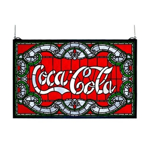 24" W X 15" H Coca-Cola Victorian Stained Glass Window