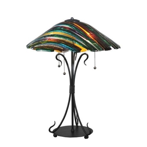 24" H Penna Di Pavone Fused Glass Table Lamp
