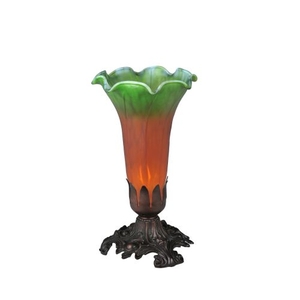 8" H Amber/Green Pond Lily Accent Lamp