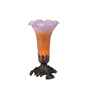 8" H Amber/Purple Pond Lily Accent Lamp