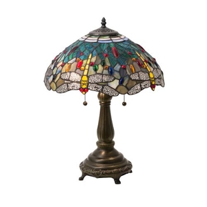 22" H Tiffany Hanginghead Dragonfly Table Lamp