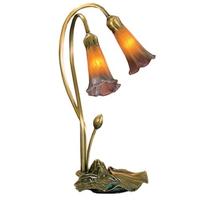 16" H Amber/Purple Pond Lily 2 Lt Accent Lamp