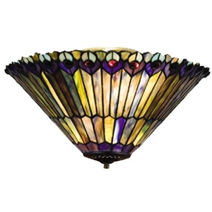 17" W Tiffany Jeweled Peacock Fan Light Fixture