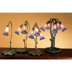 16" H Pink/Blue Pond Lily Accent Lamp