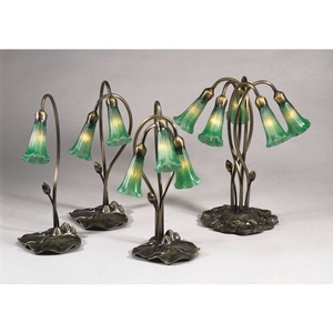 16" H Green Pond Lily 2 Lt Accent Lamp