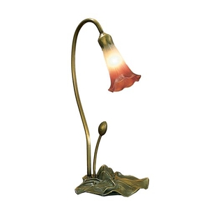 16" H Pink/White Pond Lily Accent Lamp