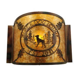 12" W Personalized Black Dog Lodge Wall Sconce