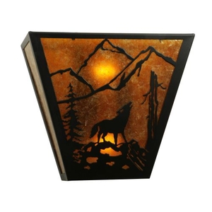 13" W Northwoods Wolf On The Loose Wall Sconce