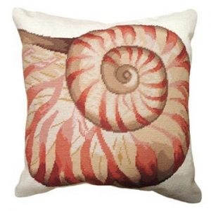 Swirl Shell Needlepoint Pillow
