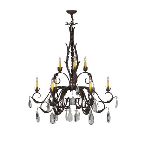 38.5" W New Country French 9 Lt Chandelier