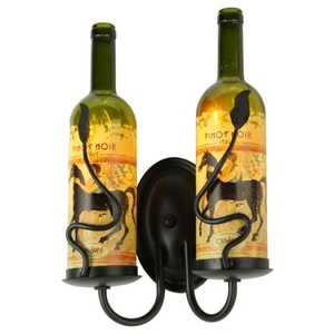 9" W Tuscan Vineyard Personalized 2 Lt Wine Bottle Wall Sconce