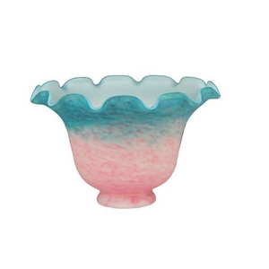 7" W Fluted Bell Pink And Teal Shade