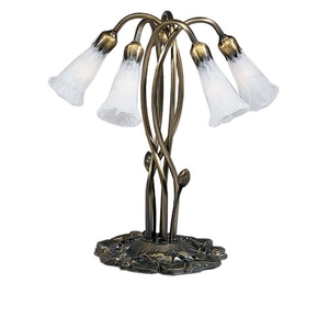 16.5" H White Pond Lily 5 Lt Accent Lamp