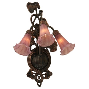 10.5" W Lavender Pond Lily 3 Lt Wall Sconce