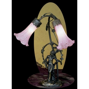 17" H Trellis Girl Lily Pink 2 Lt Accent Lamp