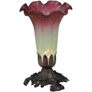 8" H Seafoam/Cranberry Pond Lily Accent Lamp