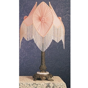 15" H Fabric & Fringe Pink Pontiff Accent Lamp