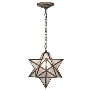 12" W Moravian Star Clear Seeded Pendant