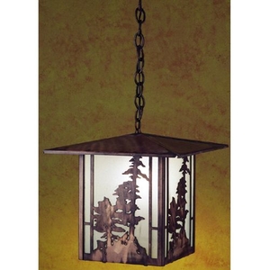 12" Sq Tall Pines Lantern Pendant