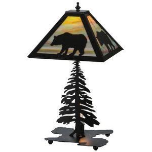 21.5" H Lone Bear W/Lighted Base Table Lamp