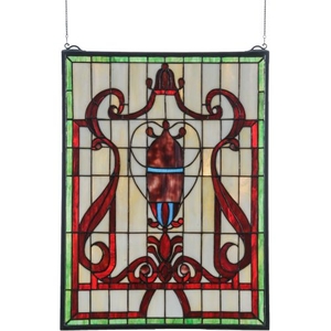 18" W X 24" H Baroque Vase Stained Glass Window