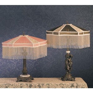 22" H Fabric & Fringe Persian Table Lamp Pink