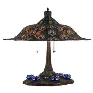 26.5" H Tiffany Peacock Feather Table Lamp