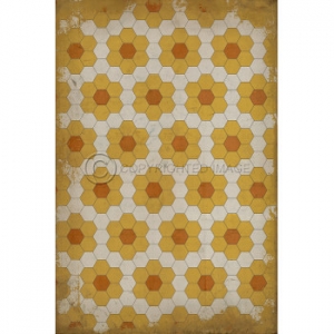 Orange On Yellow On White Pattern Vinyl Floor Cloth