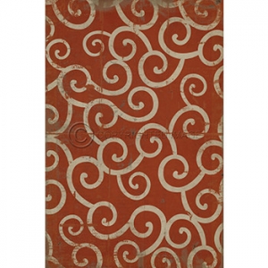 Red Swirl Pattern Vinyl Floor Cloth
