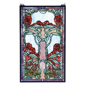 15" W X 25" H Nouveau Lily Stained Glass Window