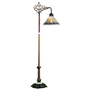 60" H Tiffany Jeweled Peacock Bridge Arm Floor Lamp