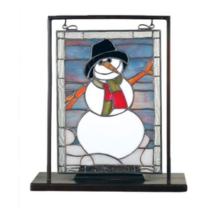 9.5" W X 10.5" H Snowman Lighted Mini Tabletop Window