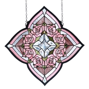 20" W X 20" H Ring Of Roses Stained Glass Window