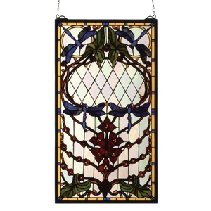 14" W X 25" H Dragonfly Allure Stained Glass Window