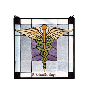 18" W X 18" H Personalized Medical Stained Glass Window