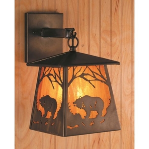 7.5" W Grizzly Bear At Dawn Hanging Wall Sconce