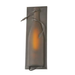 4" W Tuscan Vineyard Frosted Amber Wine Bottle Pocket Wall Sconce