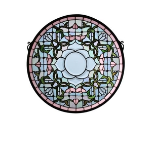 20" W X 20" H Tulip Bevel Medallion Stained Glass Window