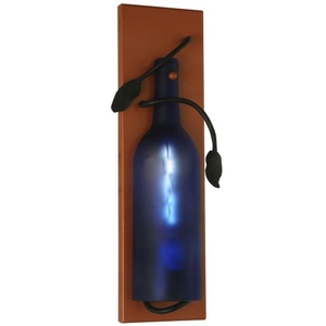 4" W Tuscan Vineyard Frosted Blue Wine Bottle Pocket Wall Sconce