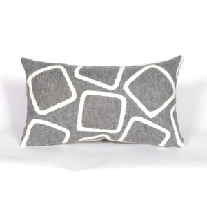Liora Manne Visions I Squares Indoor/Outdoor Pillow - Silver, 12" By 20"