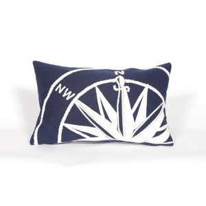 Liora Manne Visions Ii Compass Indoor/Outdoor Pillow - Navy, 12" By 20"