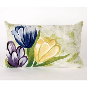 Liora Manne Visions Iii Tulips Indoor/Outdoor Pillow - Blue, 12" By 20"